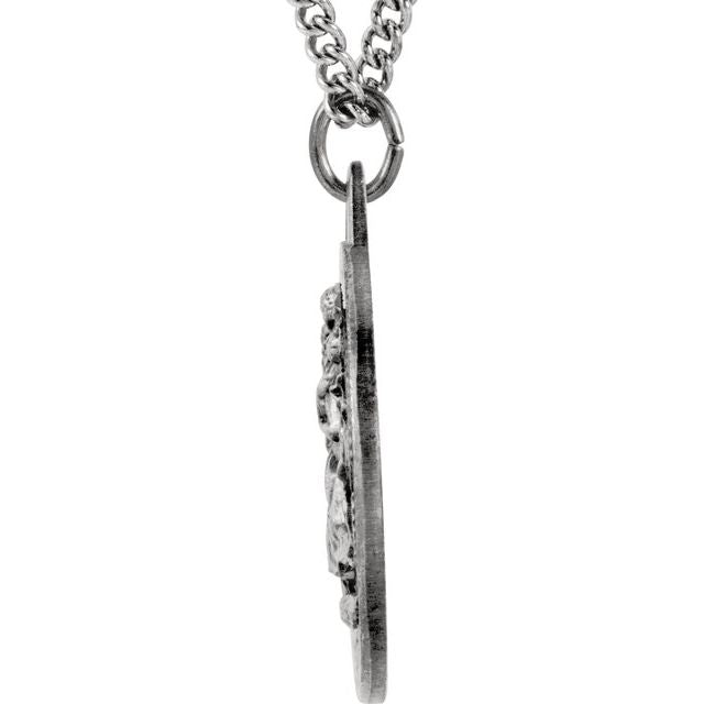Sterling Silver 32.5 mm St. Christopher Medal 24' Necklace