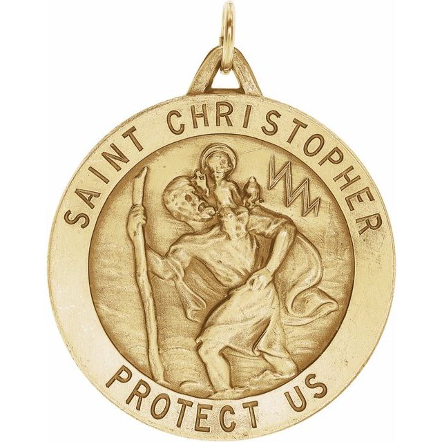 14k Yellow 33 Mm St. Christopher Medal