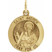 14k Yellow 18 Mm Round St. Andrew Medal