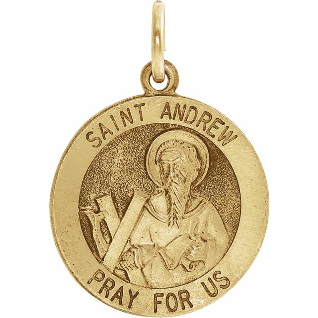 14k Yellow 18 Mm Round St. Andrew Medal
