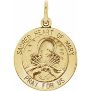 14K Yellow 18 mm Sacred Heart of Mary Medal