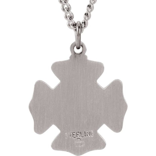 Sterling Silver 16.7x9 mm St. Florian Medal 18' Necklace