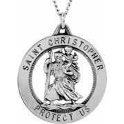 Sterling Silver 32.5 mm St. Christopher Medal 24' Necklace