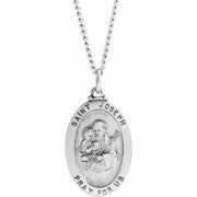 Sterling Silver 25x18 mm St. Joseph 24' Necklace