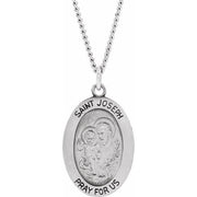 Sterling Silver 19x13.5 mm St. Joseph 18' Necklace