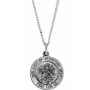 Sterling Silver 15 mm Round Our Lady of Perpetual Help 18' Necklace