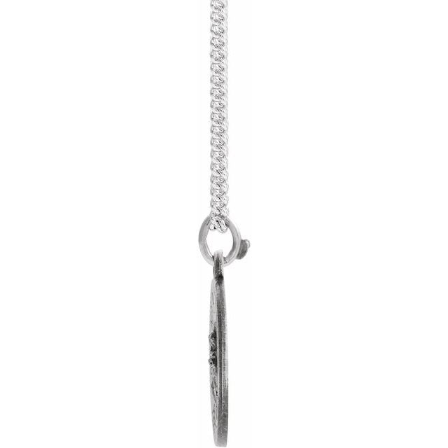 Sterling Silver 15 mm Round Our Lady of Perpetual Help 18' Necklace