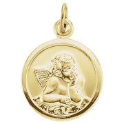 14k Yellow 18x15 Mm Guardian Angel Medal