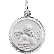 14K White 14 mm Angel Medal