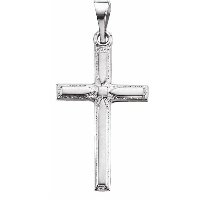 14K White 19x12.5 mm Cross Pendant