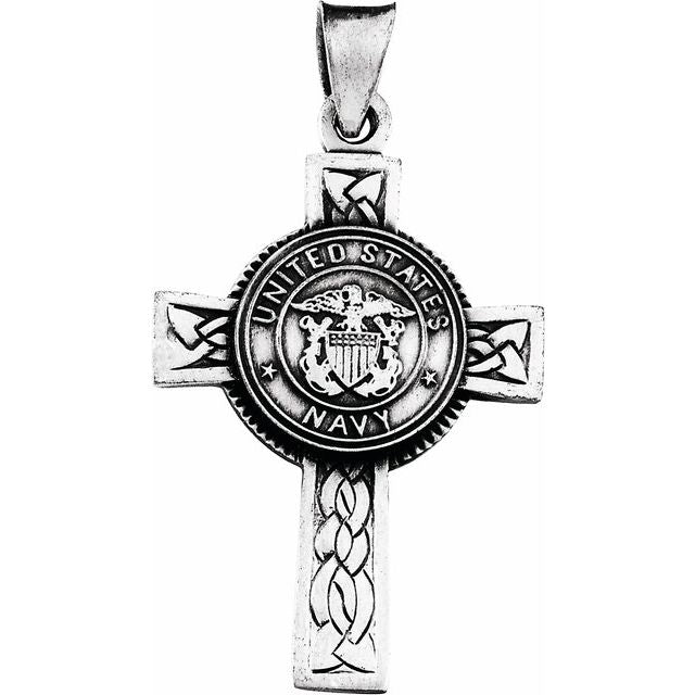Sterling Silver U.S. Navy Cross 24' Necklace