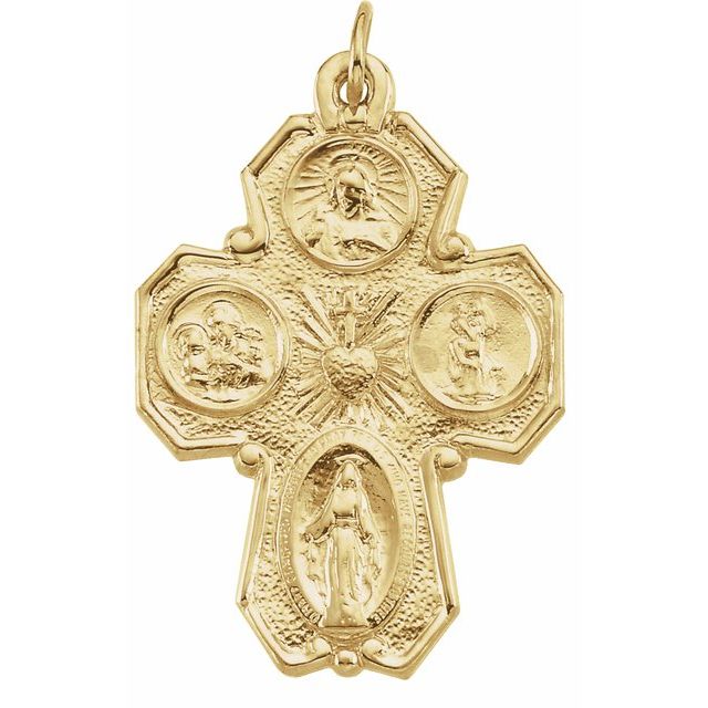 14K Yellow Four-Way Cross Medal