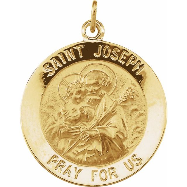 14K Yellow 22 mm Round St. Joseph Medal