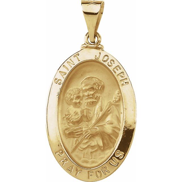 14K Yellow 23x16 mm Hollow Oval St. Joseph Medal