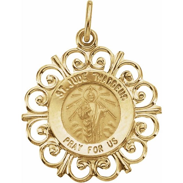 14k Yellow 18 Mm St. Jude Medal