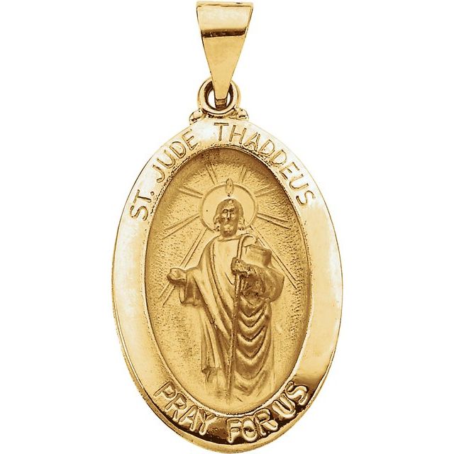 14K Yellow 23.25x16 mm Hollow Oval St. Jude Medal