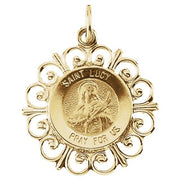14K Yellow 18 mm Round St. Lucy Medal