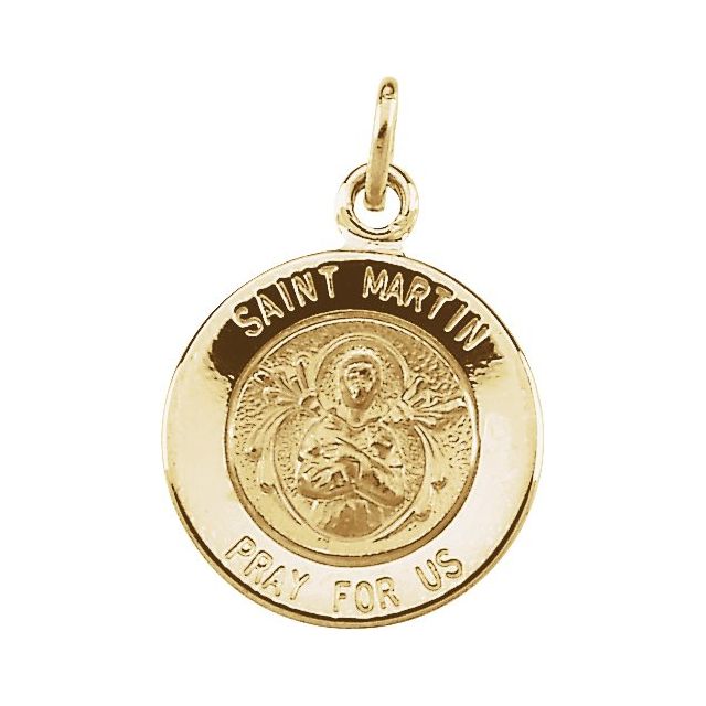 14k Yellow 12 Mm Round St. Martin De Porres Medal