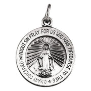 14K White 18 mm Miraculous Medal