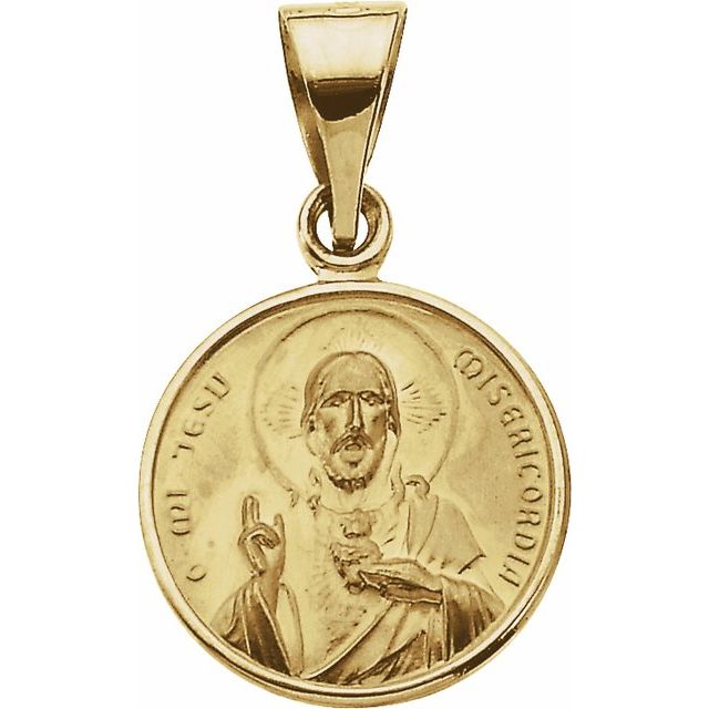 18K Yellow 12 mm Sacred Heart Medal