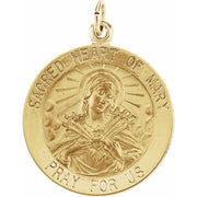 14K Yellow 22 mm Sacred Heart of Mary Medal