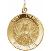 14K Yellow 18 mm Round St. Theresa Medal
