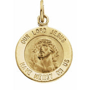 14k Yellow 12 Mm Round Our Lord Jesus Medal