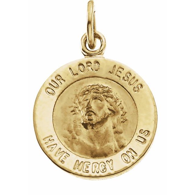 14k Yellow 12 Mm Round Our Lord Jesus Medal