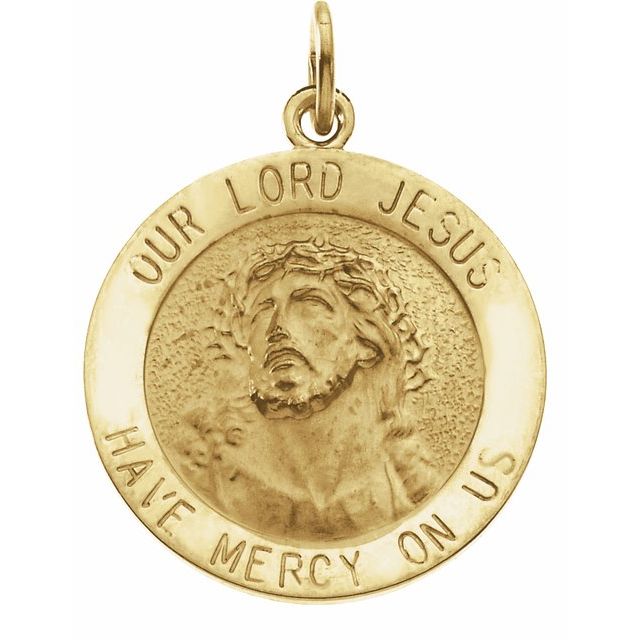 14K Yellow 18 mm Round Our Lord Jesus Medal