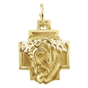 14K Yellow 18x16 mm Face of Jesus Pendant