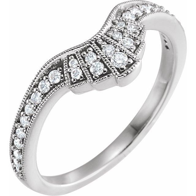14k White 1/5 Ctw Natural Diamond Contour Band