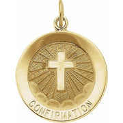 14K Yellow 15 mm Confirmation Medal with Cross