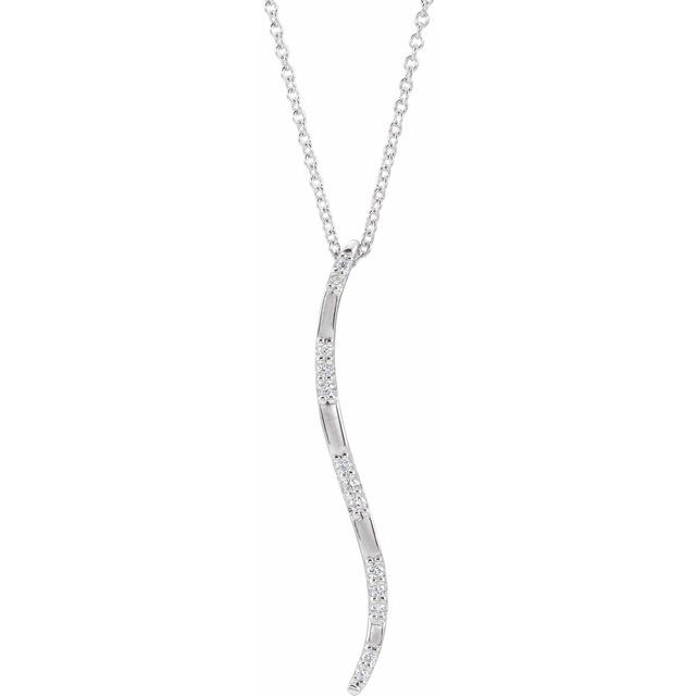 14K White .06 CTW Natural Diamond Bar 16-18' Necklace