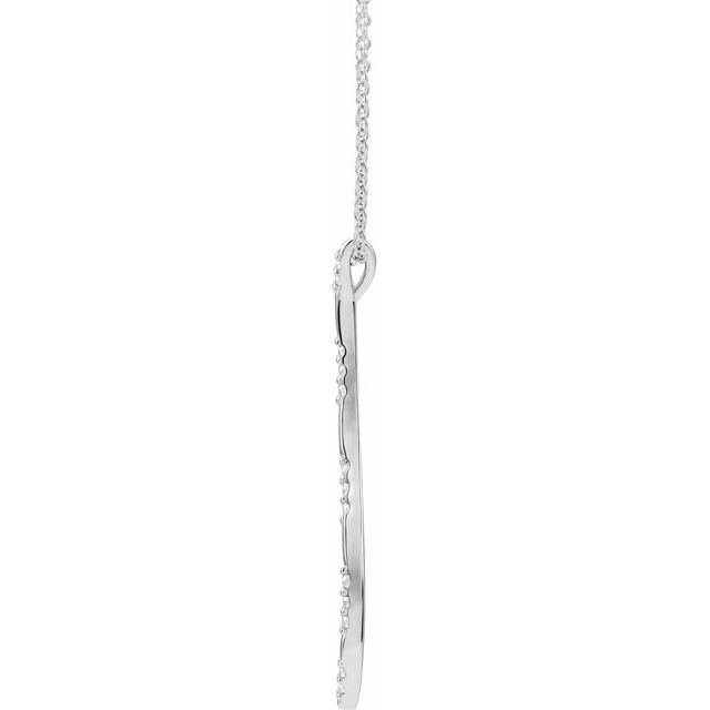 14K White .06 CTW Natural Diamond Bar 16-18' Necklace