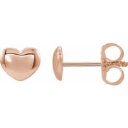 14K Rose Youth Puffed Heart Earrings