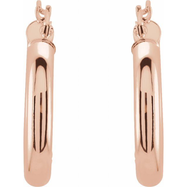 14K Rose Tube 20 mm Hoop Earrings