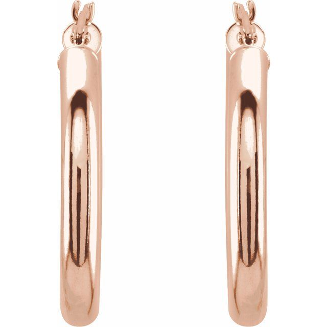 14K Rose Tube 25 mm Hoop Earrings