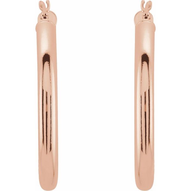 14K Rose Tube 30 mm Hoop Earrings