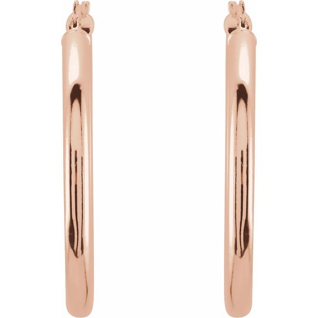 14K Rose Tube 35 mm Hoop Earrings