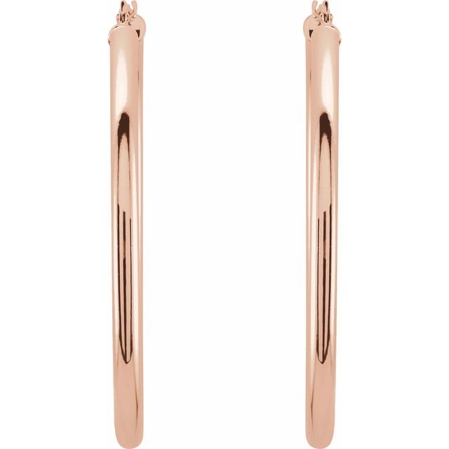 14K Rose Tube 48 mm Hoop Earrings
