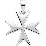 14K White Maltese Cross Pendant