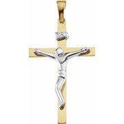14K Yellow/White 28.5x19 mm Crucifix Pendant