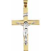 14K Yellow & White 39x26 mm Crucifix Pendant