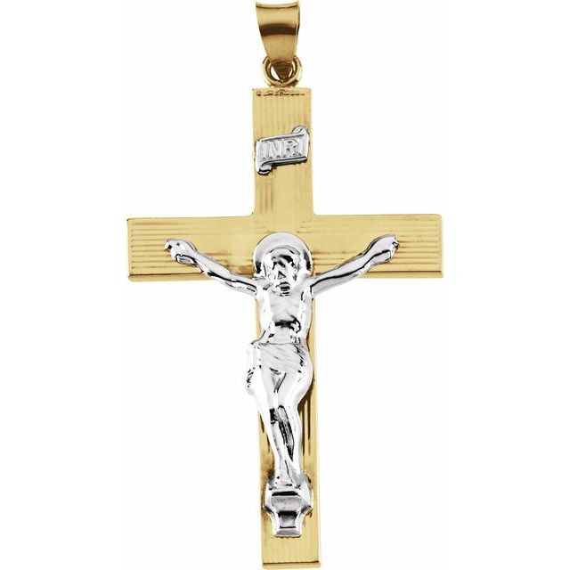 14K Yellow & White 45x29 mm Crucifix Pendant