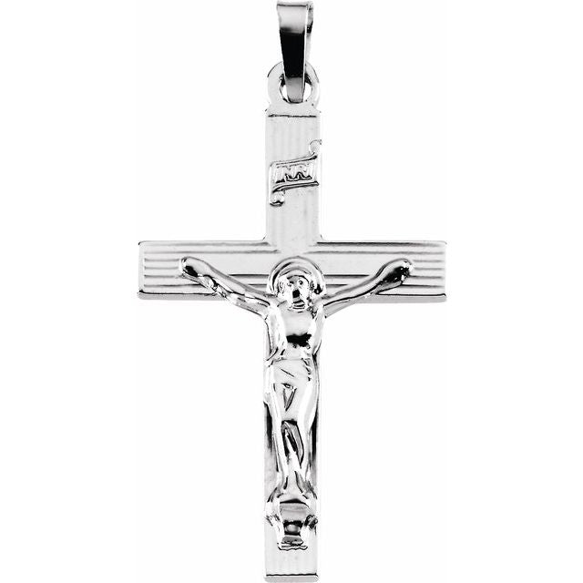 14K White 29x19 mm Crucifix Pendant