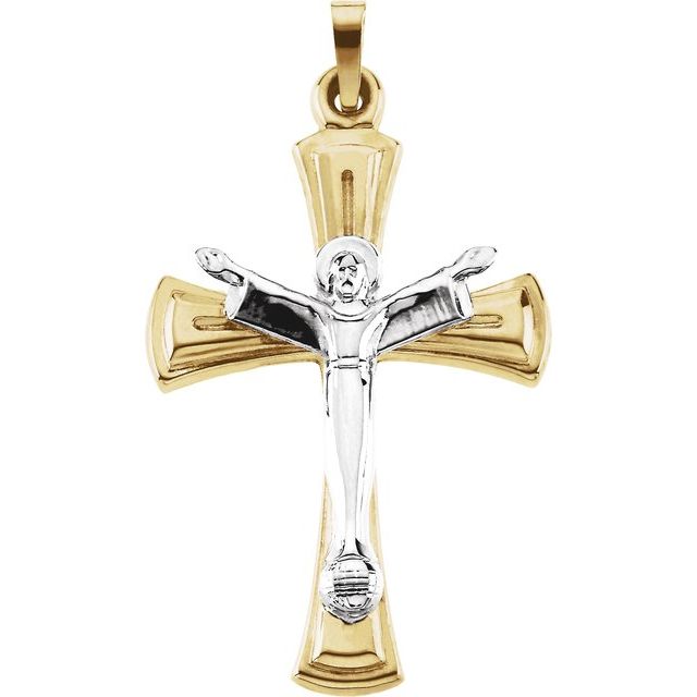 14K Yellow & White 31.75x23 mm Risen Christ Crucifix Pendant