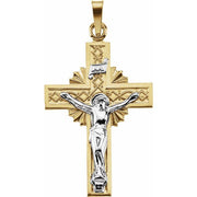 14K Yellow & White 32x21.5 mm Crucifix Pendant
