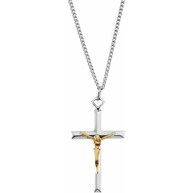Sterling Silver 29x18 mm Crucifix 24' Necklace