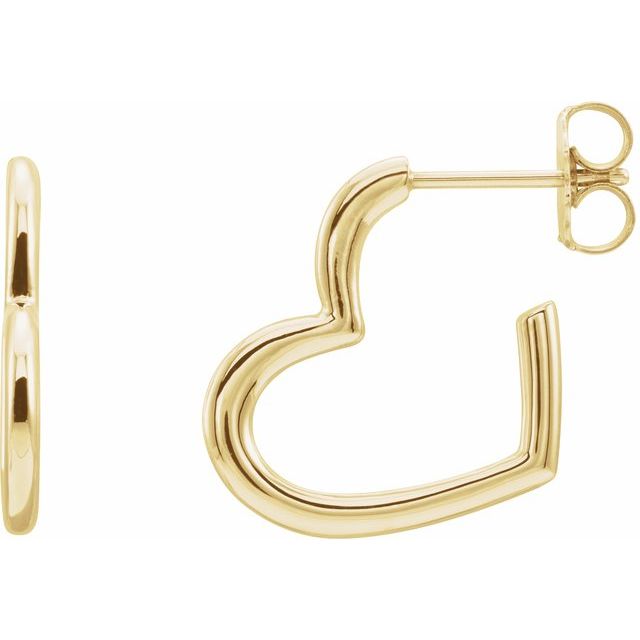 14K Yellow Heart 15.9 mm Hoop Earrings