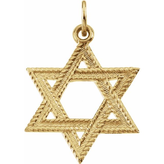 14K Yellow 23x18 mm Star of David Pendant